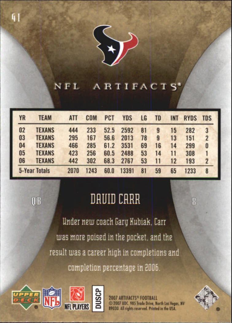 2007 Artifacts (Upper Deck) Football "Main Set" Cards #1 to #200 - Bild 83 von 319