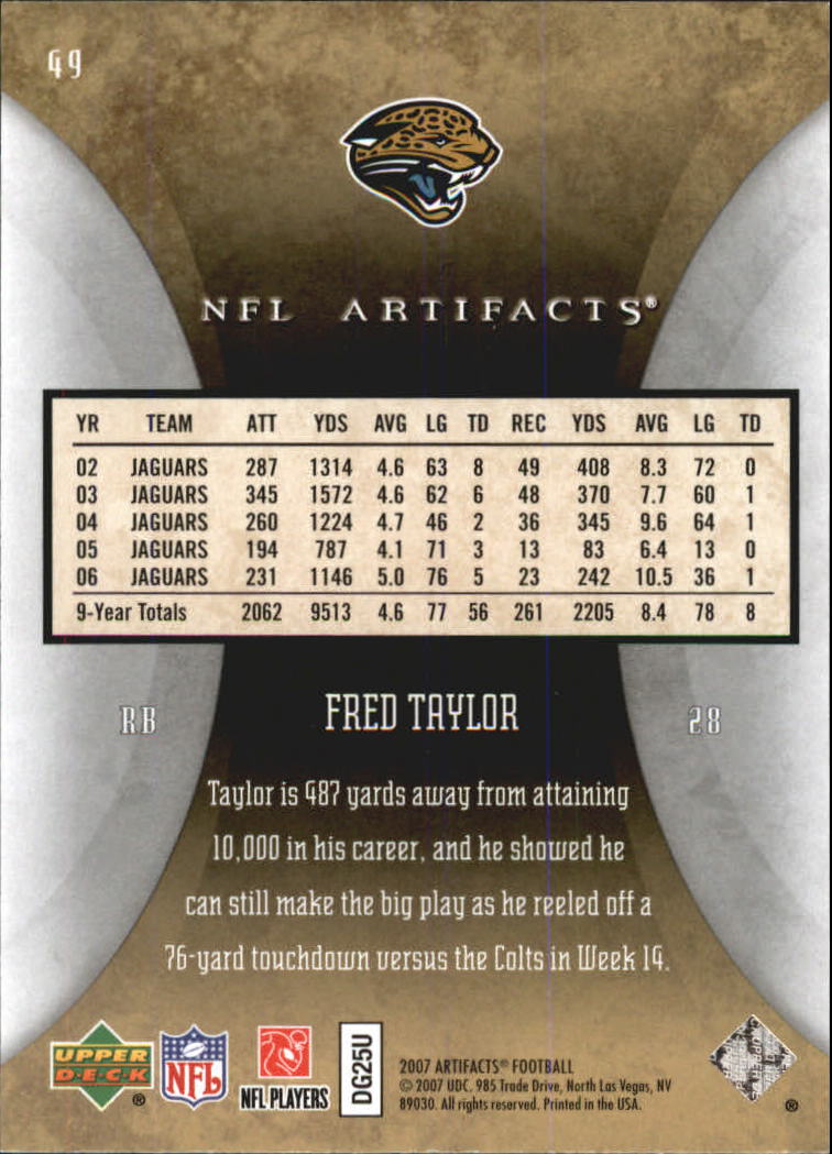 2007 Artifacts (Upper Deck) Football "Main Set" Cards #1 to #200 - Bild 99 von 319