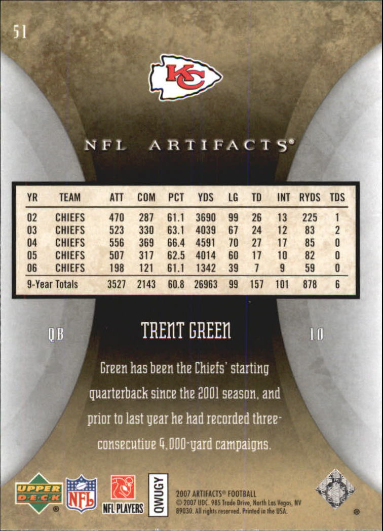 2007 Artifacts (Upper Deck) Football "Main Set" Cards #1 to #200 - Bild 103 von 319
