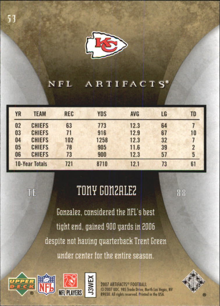 2007 Artifacts (Upper Deck) Football "Main Set" Cards #1 to #200 - Bild 107 von 319