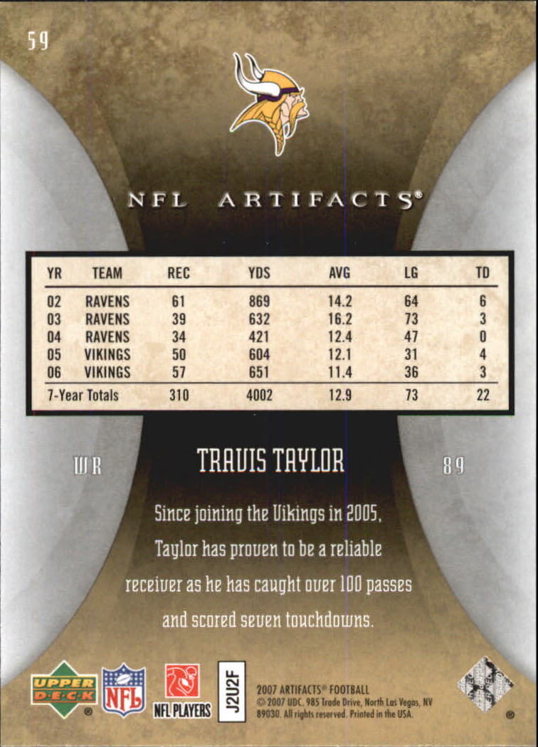 2007 Artifacts (Upper Deck) Football "Main Set" Cards #1 to #200 - Bild 119 von 319