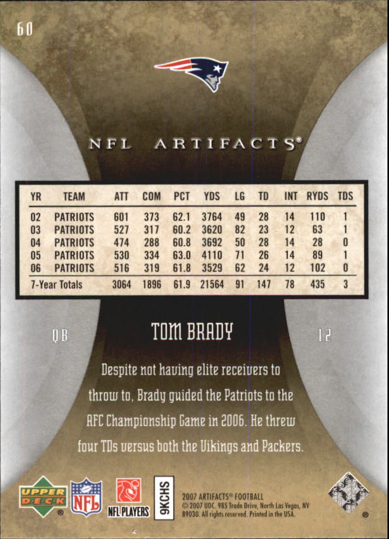 2007 Artifacts (Upper Deck) Football "Main Set" Cards #1 to #200 - Bild 121 von 319