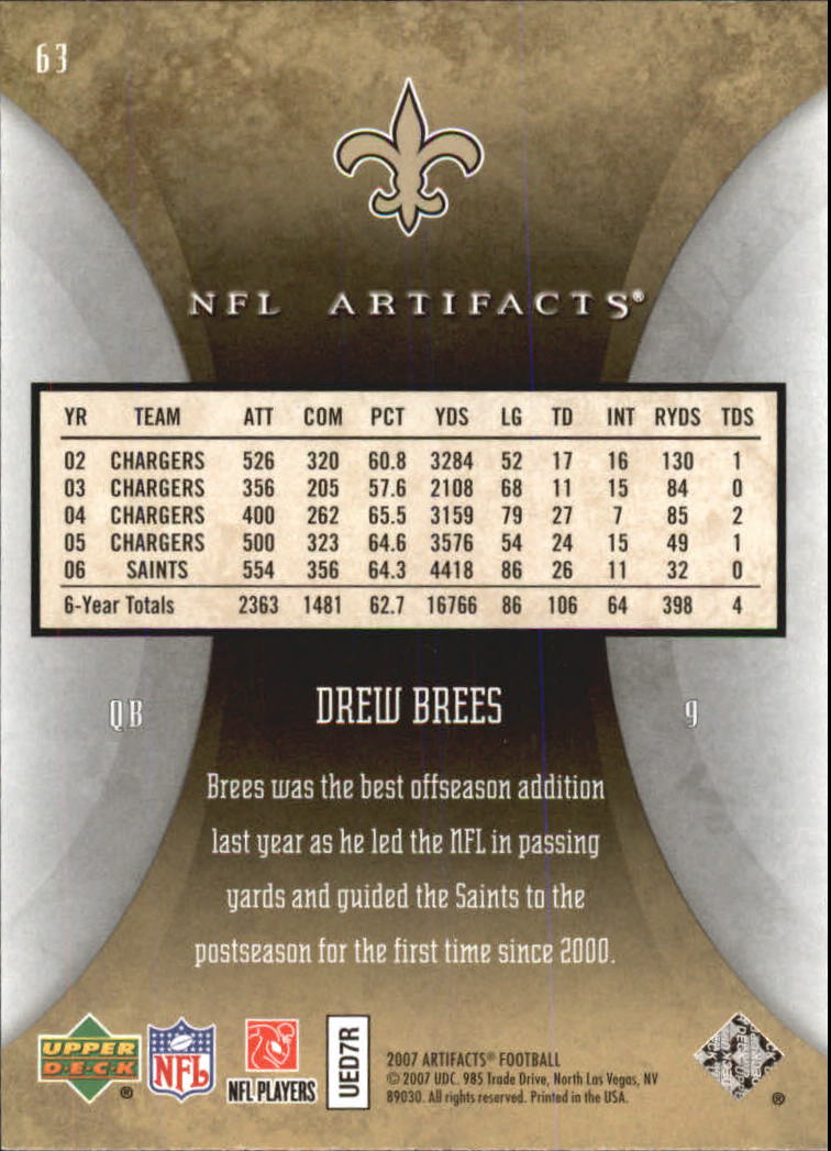 2007 Artifacts (Upper Deck) Football "Main Set" Cards #1 to #200 - Bild 127 von 319