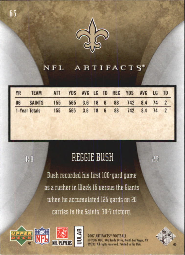 2007 Artifacts (Upper Deck) Football "Main Set" Cards #1 to #200 - Bild 131 von 319