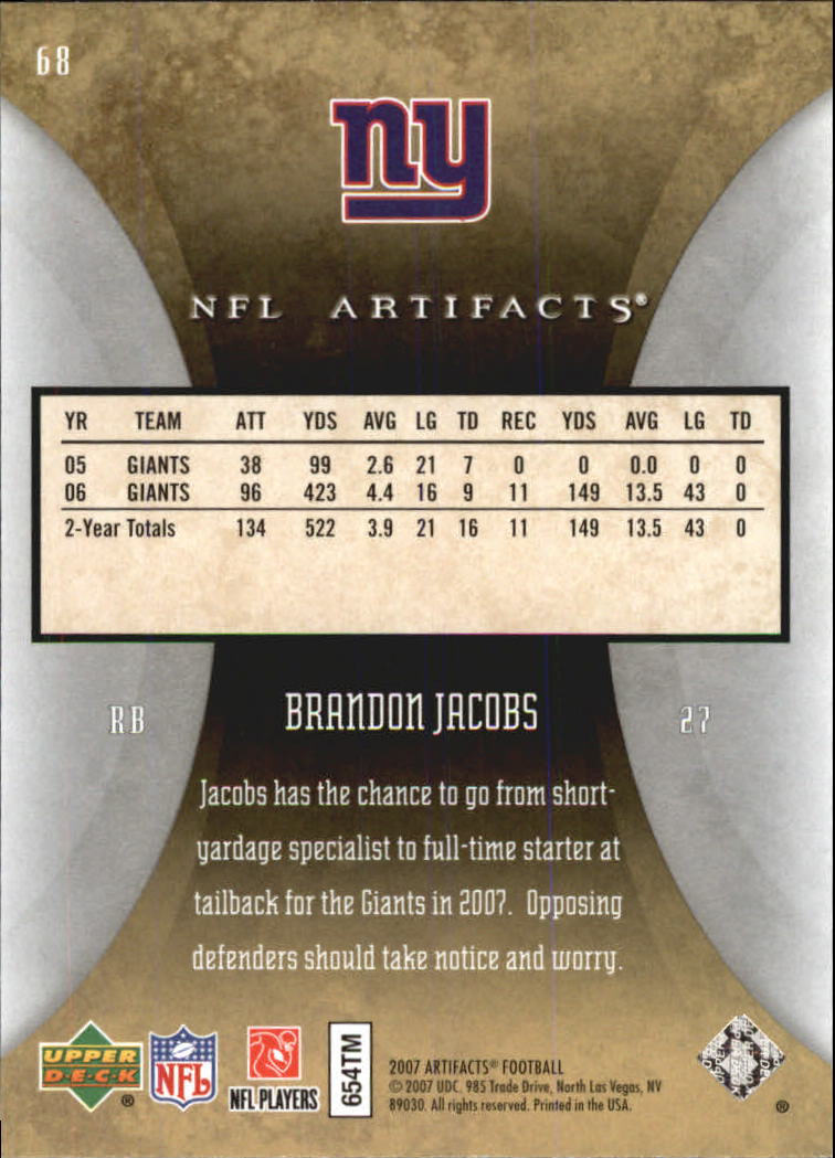 2007 Artifacts (Upper Deck) Football "Main Set" Cards #1 to #200 - Bild 137 von 319
