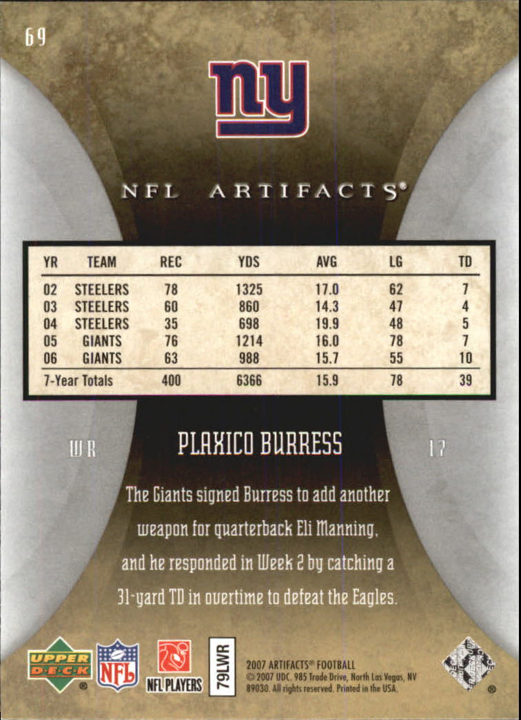 2007 Artifacts (Upper Deck) Football "Main Set" Cards #1 to #200 - Bild 139 von 319