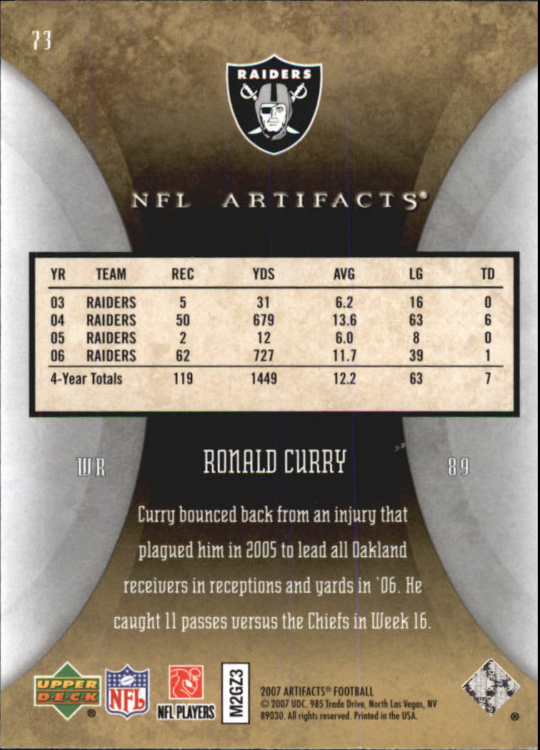 2007 Artifacts (Upper Deck) Football "Main Set" Cards #1 to #200 - Bild 147 von 319