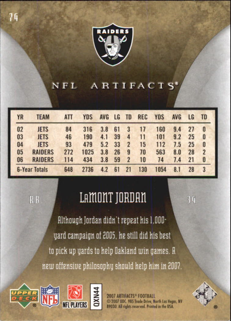 2007 Artifacts (Upper Deck) Football "Main Set" Cards #1 to #200 - Bild 149 von 319