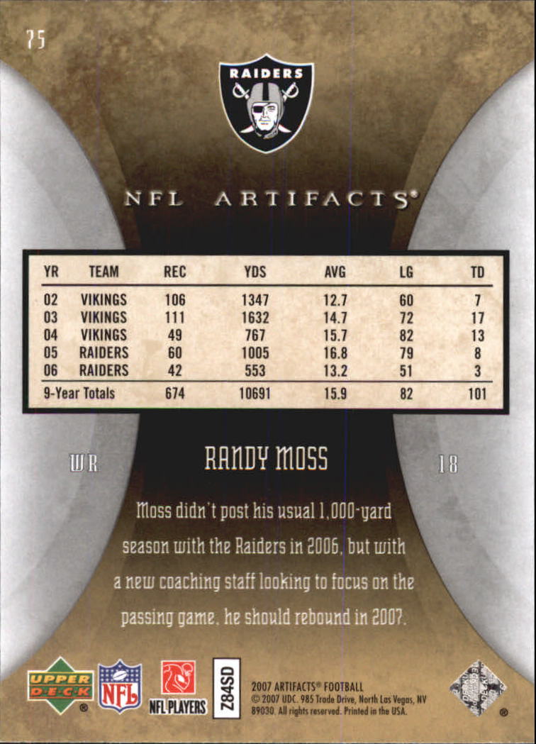 2007 Artifacts (Upper Deck) Football "Main Set" Cards #1 to #200 - Bild 151 von 319