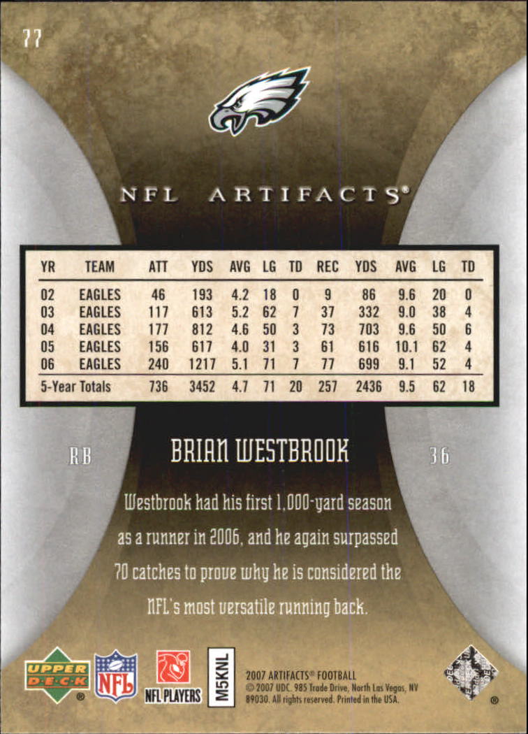 2007 Artifacts (Upper Deck) Football "Main Set" Cards #1 to #200 - Bild 155 von 319