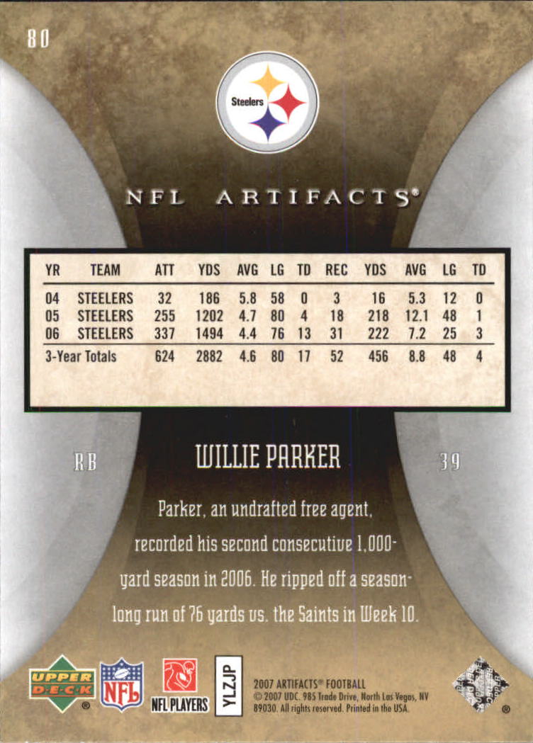 2007 Artifacts (Upper Deck) Football "Main Set" Cards #1 to #200 - Bild 161 von 319