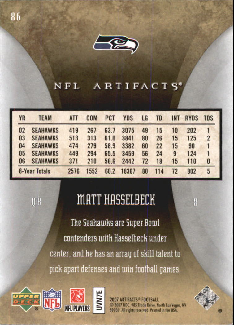 2007 Artifacts (Upper Deck) Football "Main Set" Cards #1 to #200 - Bild 173 von 319
