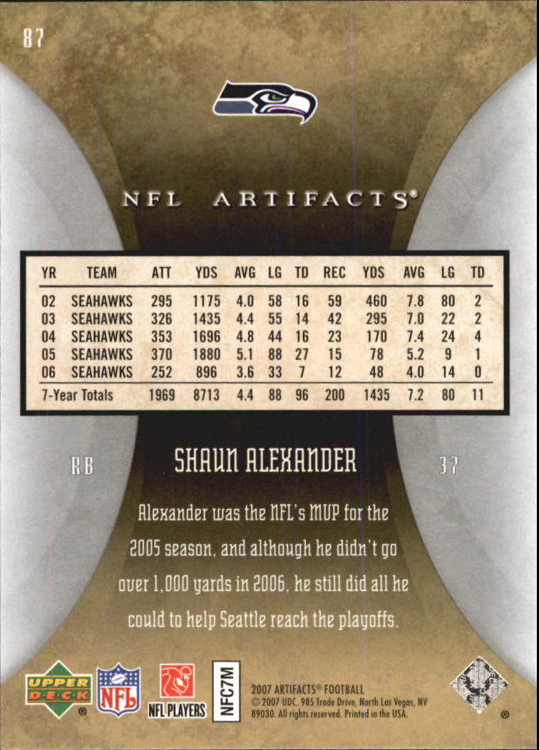 2007 Artifacts (Upper Deck) Football "Main Set" Cards #1 to #200 - Bild 175 von 319