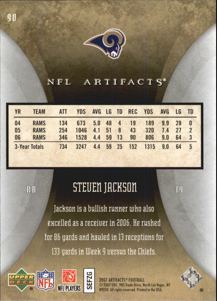 2007 Artifacts (Upper Deck) Football "Main Set" Cards #1 to #200 - Bild 181 von 319