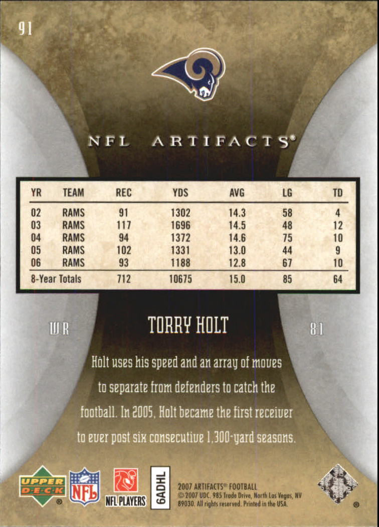 2007 Artifacts (Upper Deck) Football "Main Set" Cards #1 to #200 - Bild 183 von 319