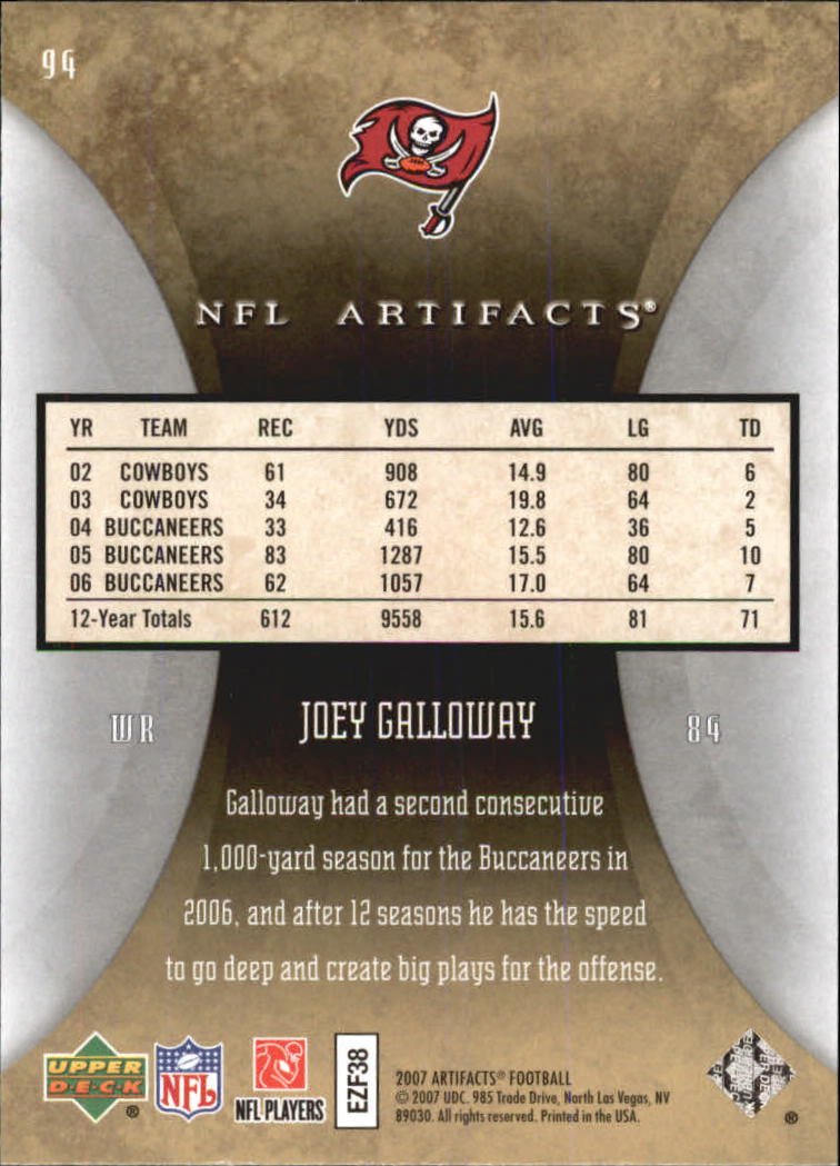 2007 Artifacts (Upper Deck) Football "Main Set" Cards #1 to #200 - Bild 189 von 319