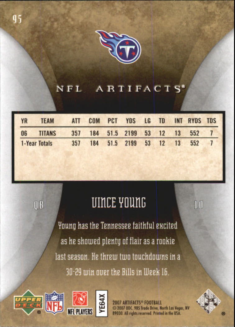 2007 Artifacts #95 Vince Young back image