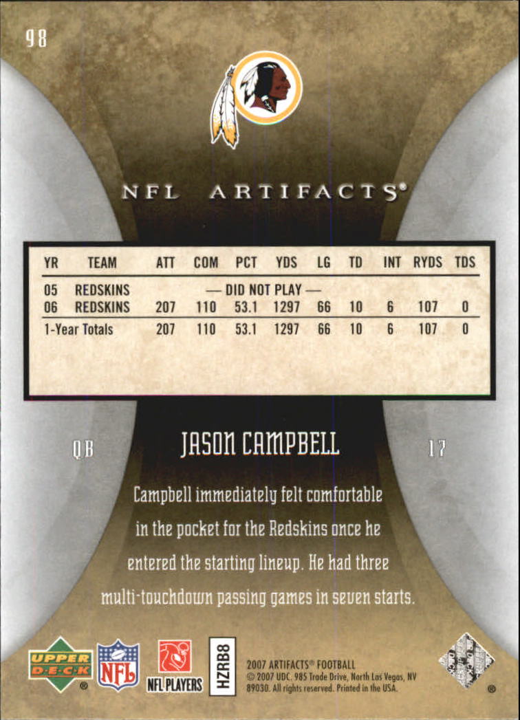 2007 Artifacts (Upper Deck) Football "Main Set" Cards #1 to #200 - Bild 197 von 319