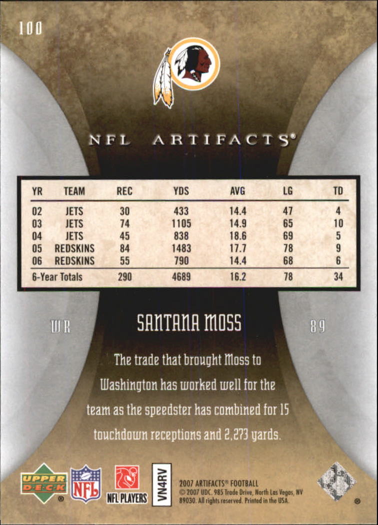 2007 Artifacts (Upper Deck) Football "Main Set" Cards #1 to #200 - Bild 201 von 319