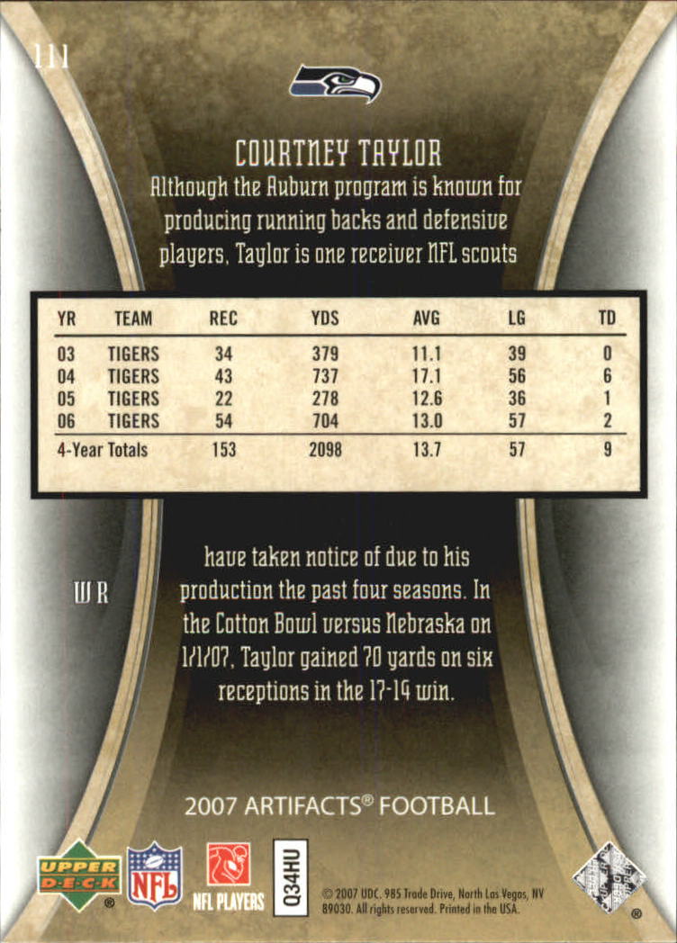 2007 Artifacts (Upper Deck) Football "Main Set" Cards #1 to #200 - Bild 215 von 319