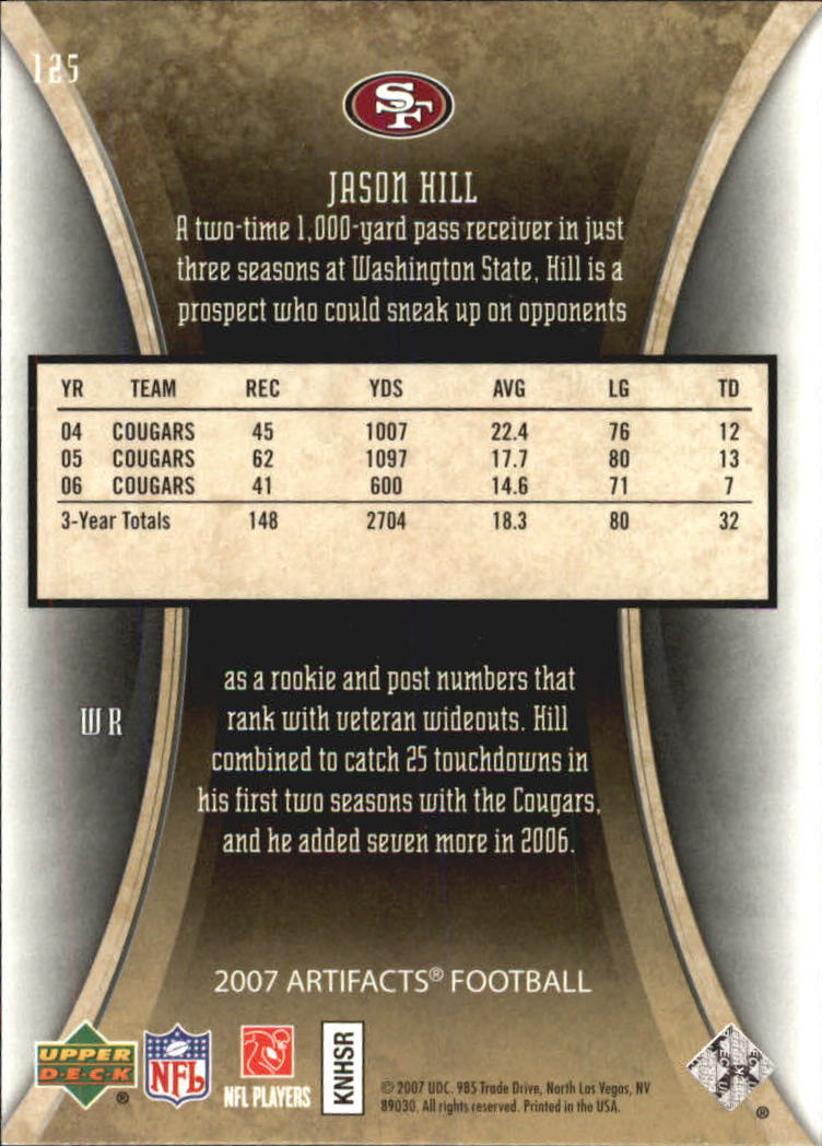 2007 Artifacts (Upper Deck) Football "Main Set" Cards #1 to #200 - Bild 229 von 319