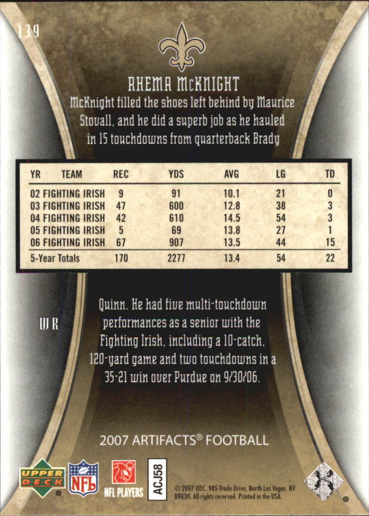 2007 Artifacts (Upper Deck) Football "Main Set" Cards #1 to #200 - Bild 245 von 319