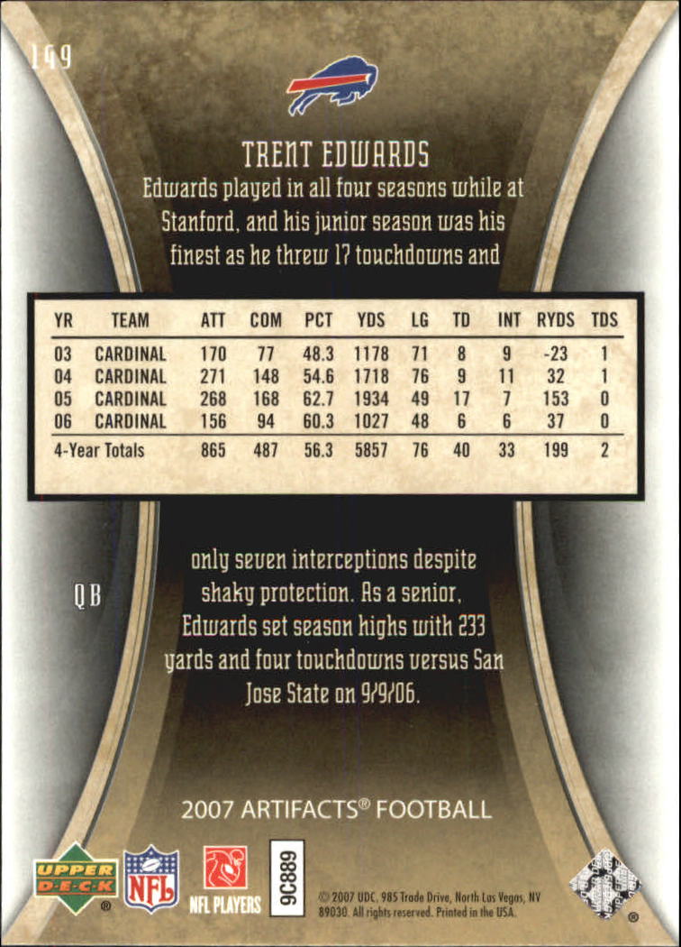 2007 Artifacts (Upper Deck) Football "Main Set" Cards #1 to #200 - Bild 257 von 319