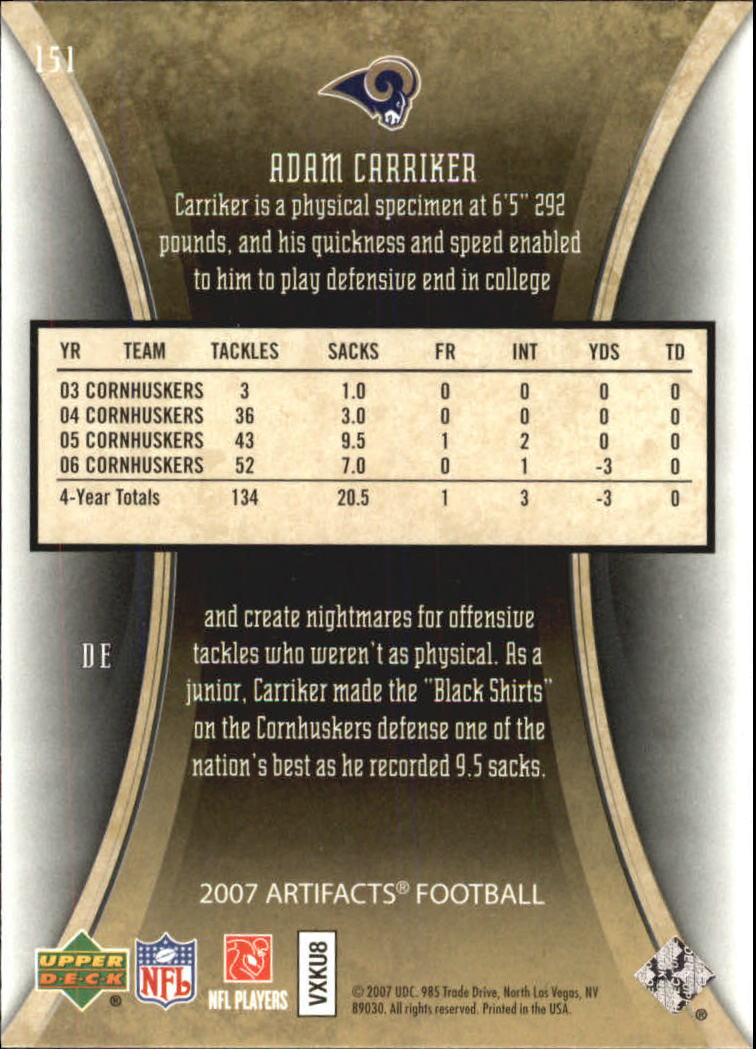 2007 Artifacts (Upper Deck) Football "Main Set" Cards #1 to #200 - Bild 259 von 319