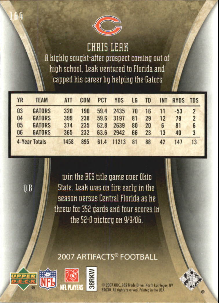 2007 Artifacts (Upper Deck) Football "Main Set" Cards #1 to #200 - Bild 271 von 319