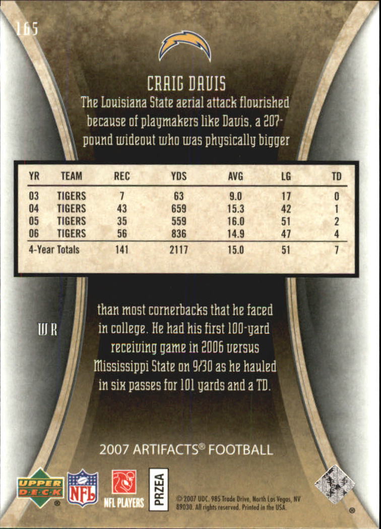 2007 Artifacts (Upper Deck) Football "Main Set" Cards #1 to #200 - Bild 273 von 319