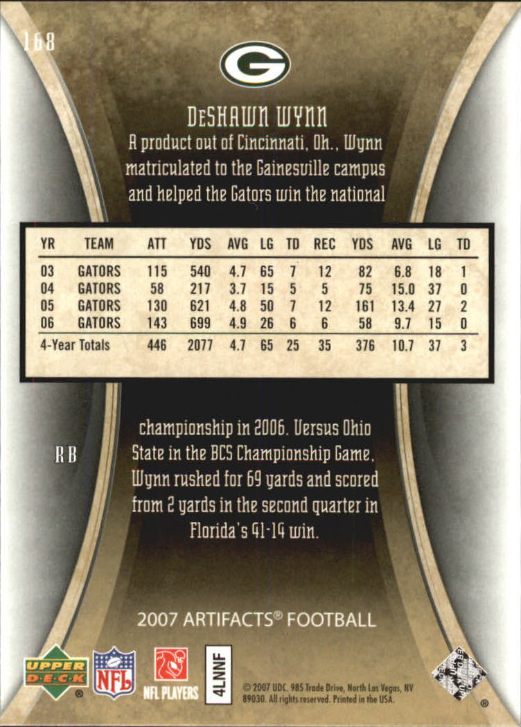 2007 Artifacts (Upper Deck) Football "Main Set" Cards #1 to #200 - Bild 277 von 319