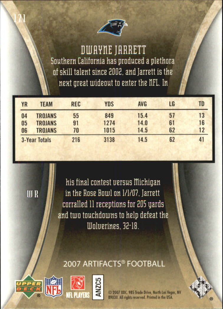 2007 Artifacts (Upper Deck) Football "Main Set" Cards #1 to #200 - Bild 283 von 319