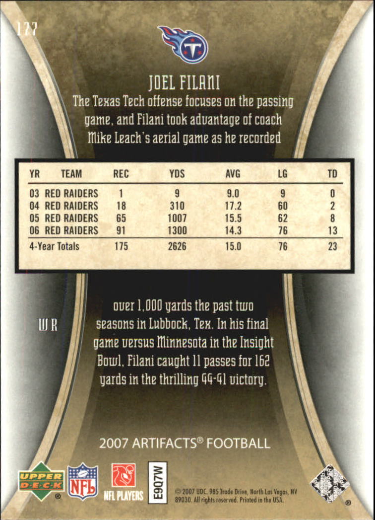 2007 Artifacts (Upper Deck) Football "Main Set" Cards #1 to #200 - Bild 293 von 319