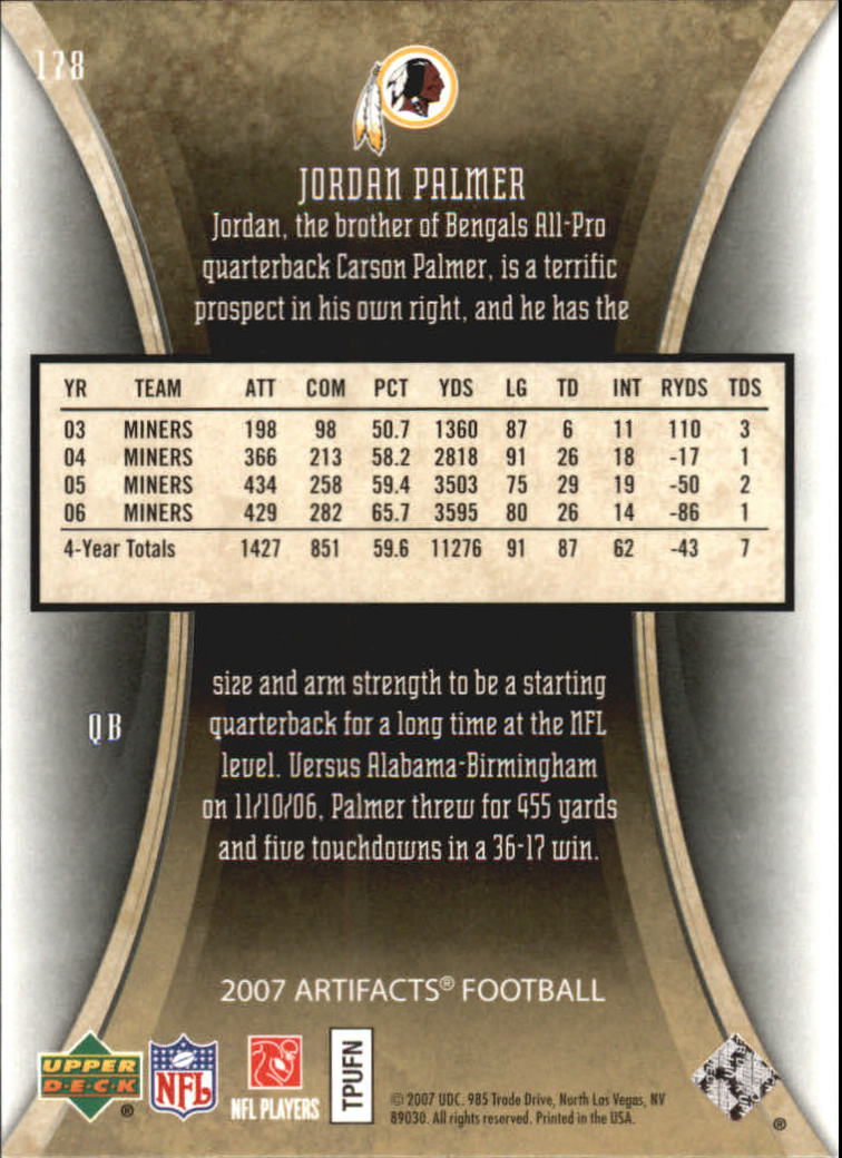 2007 Artifacts (Upper Deck) Football "Main Set" Cards #1 to #200 - Bild 295 von 319