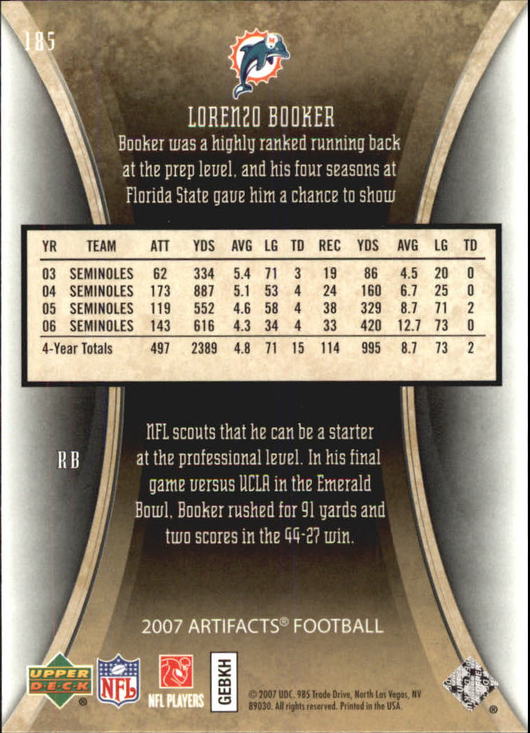 2007 Artifacts (Upper Deck) Football "Main Set" Cards #1 to #200 - Bild 303 von 319
