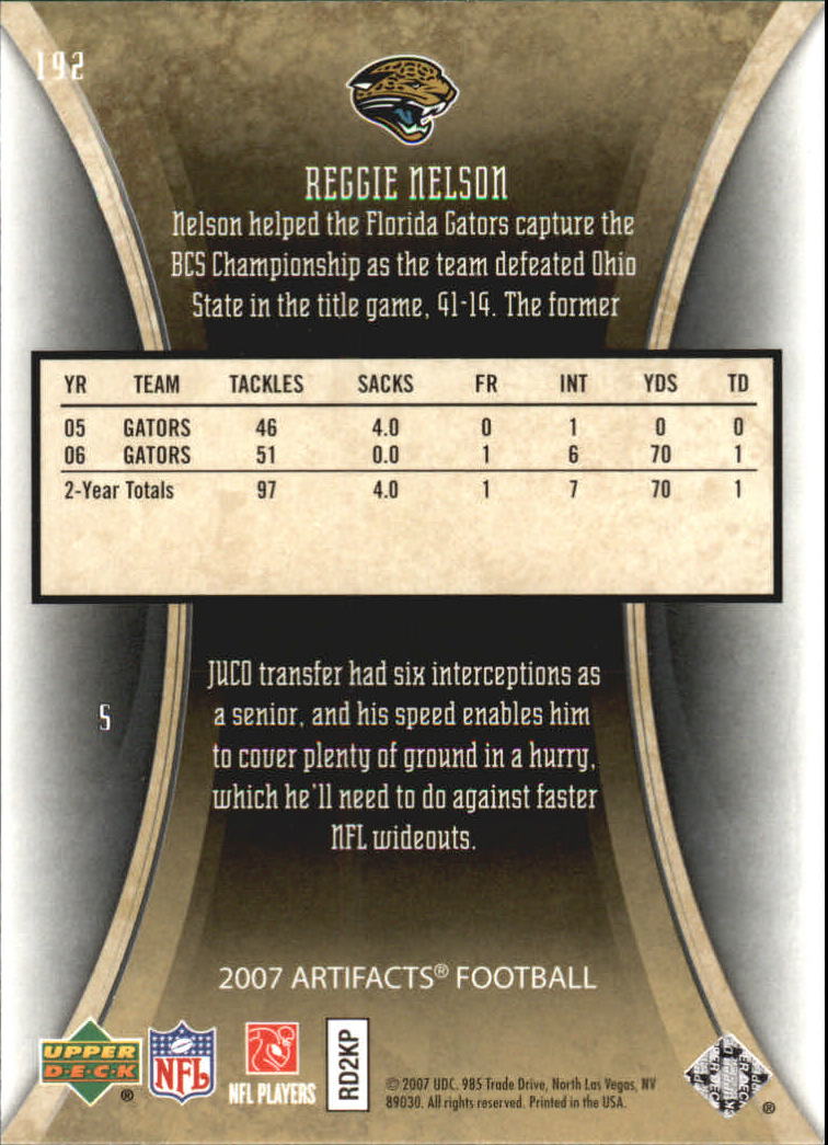 2007 Artifacts (Upper Deck) Football "Main Set" Cards #1 to #200 - Bild 309 von 319