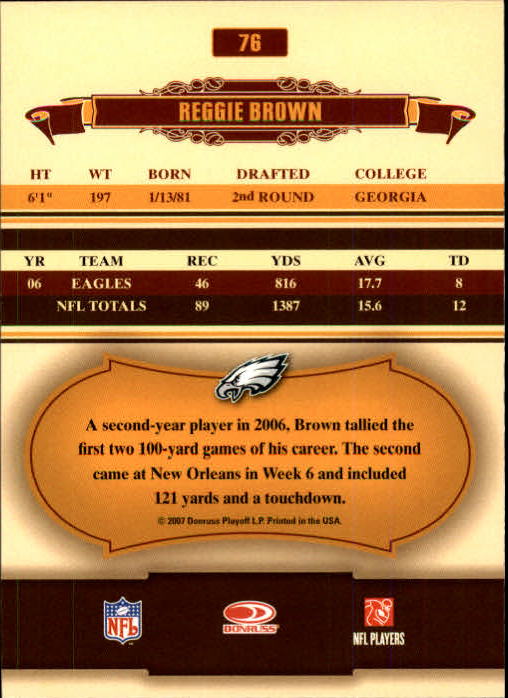 2007 Donruss Classics #76 Reggie Brown back image