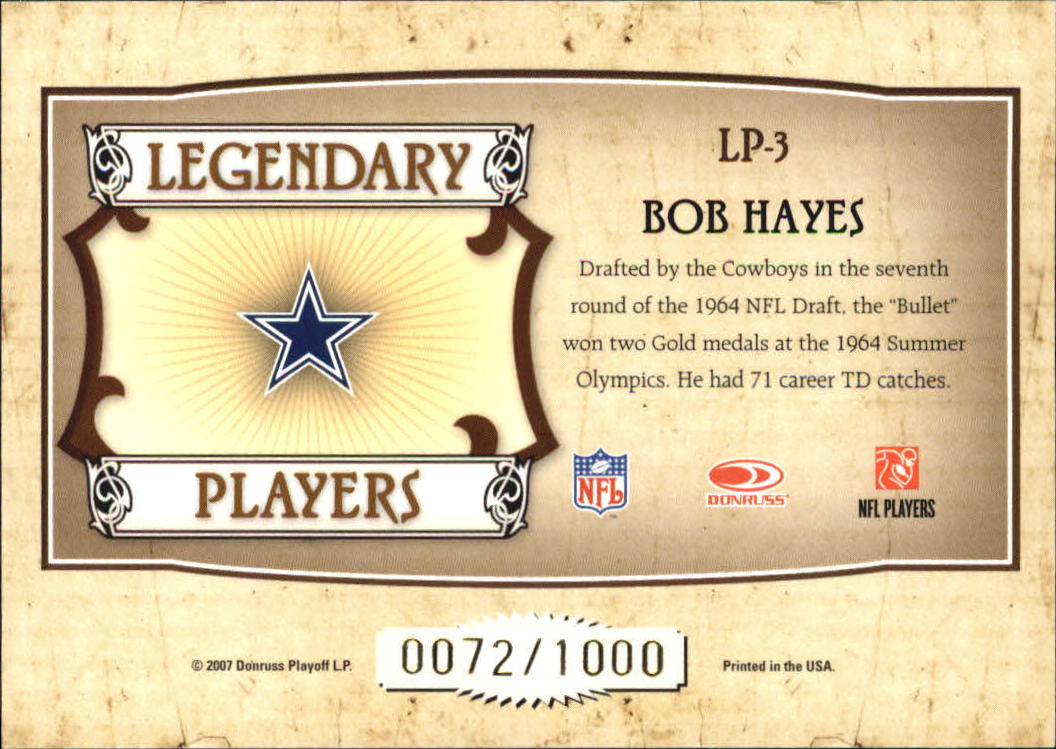 2007 Donruss Classics Legendary Players Bronze #3 Bob Hayes back image