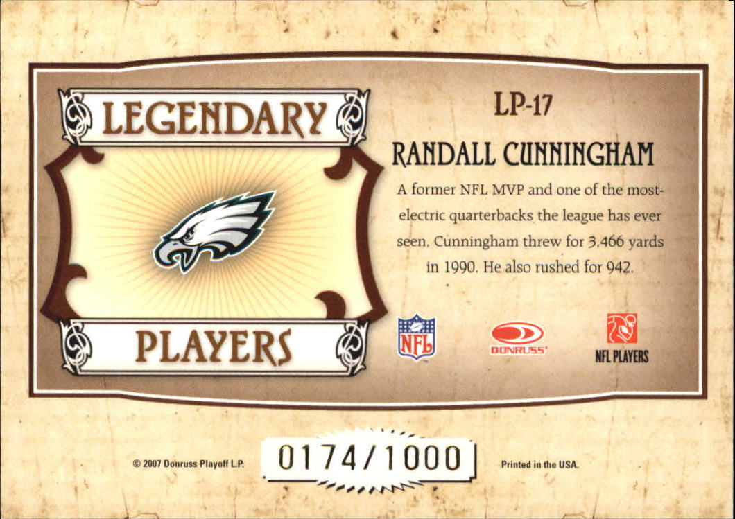 2007 Donruss Classics Legendary Players Bronze #17 Randall Cunningham back image