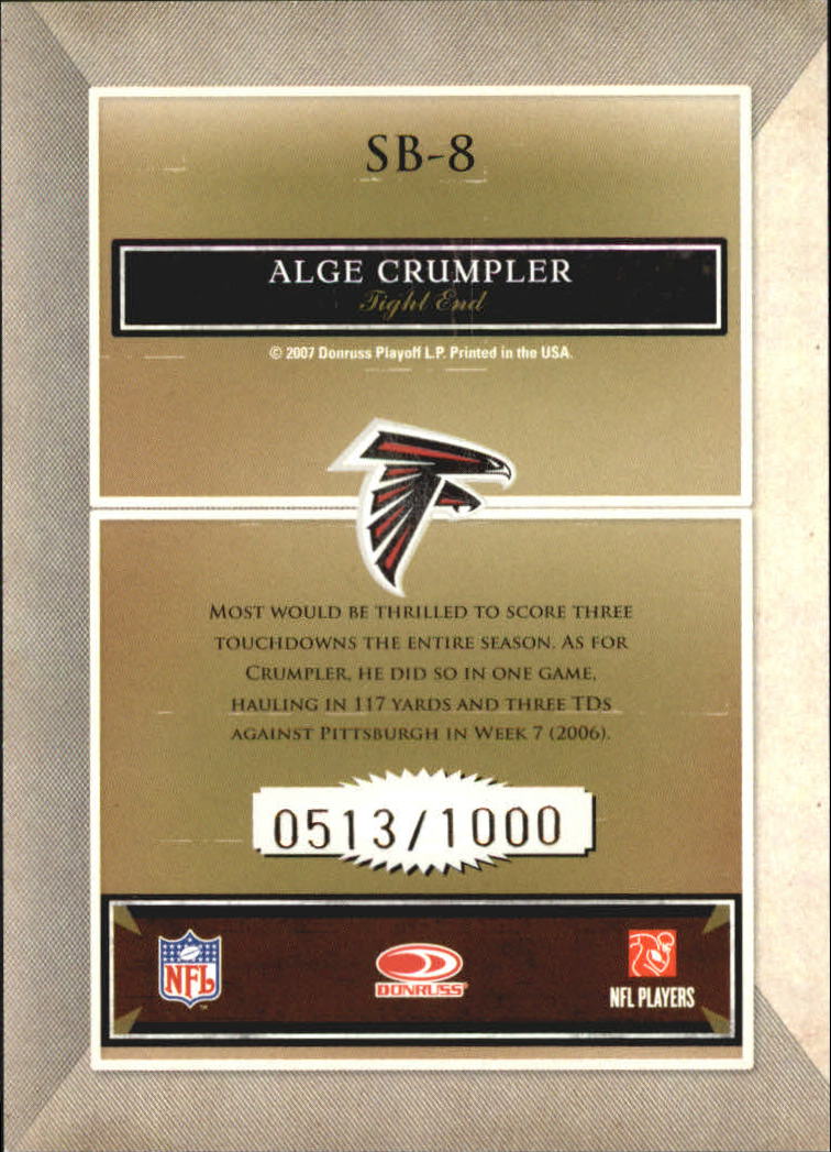 2007 Donruss Classics Sunday's Best Bronze #8 Alge Crumpler back image