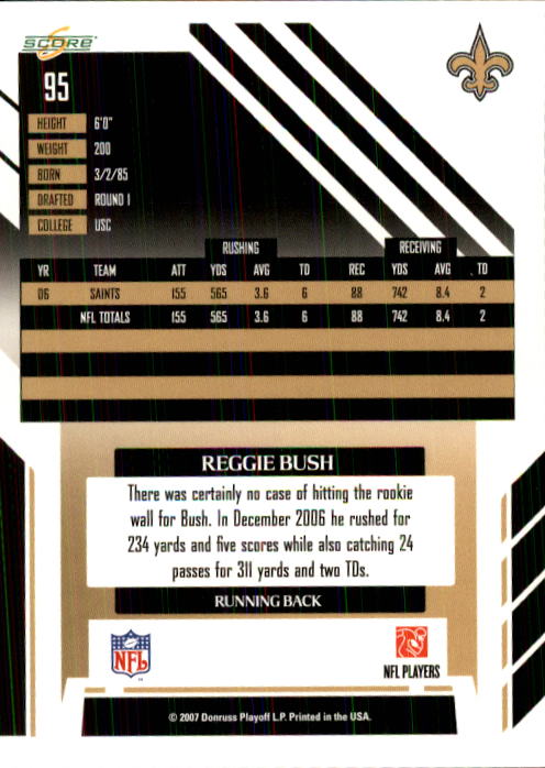 2007 Score #95 Reggie Bush back image