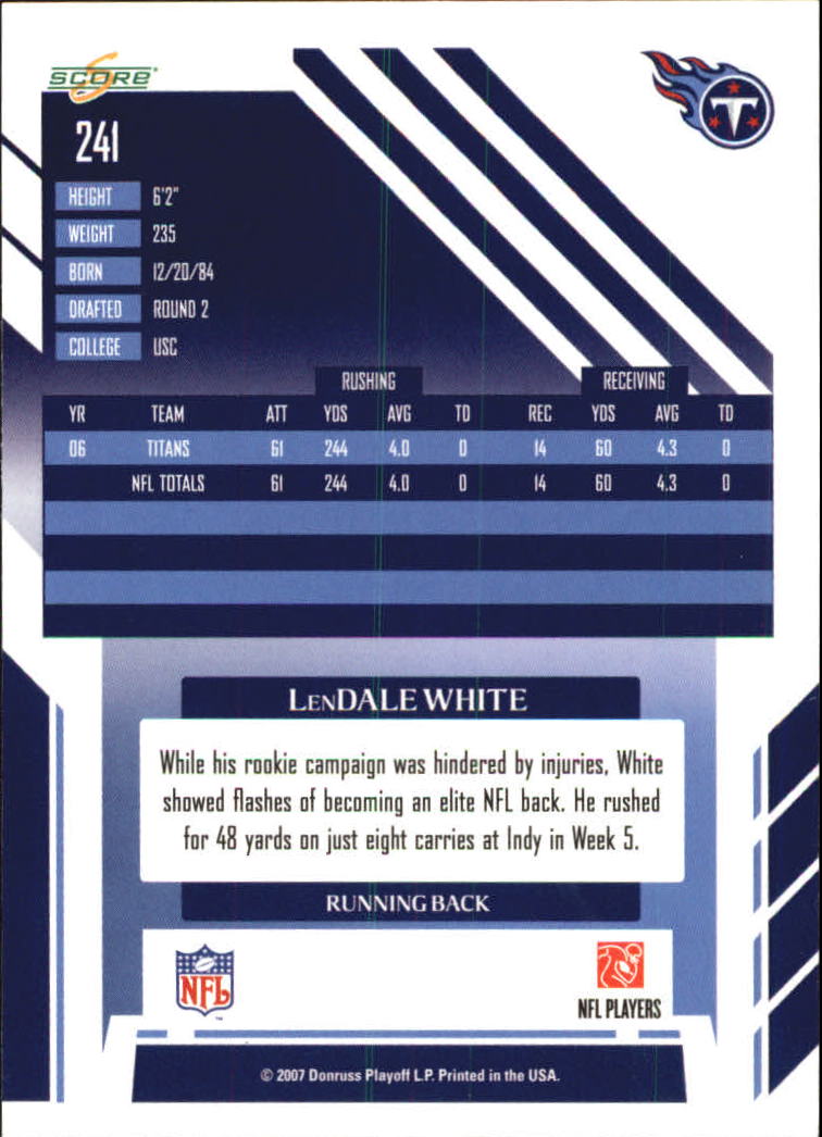 2007 Score Glossy #241 LenDale White back image