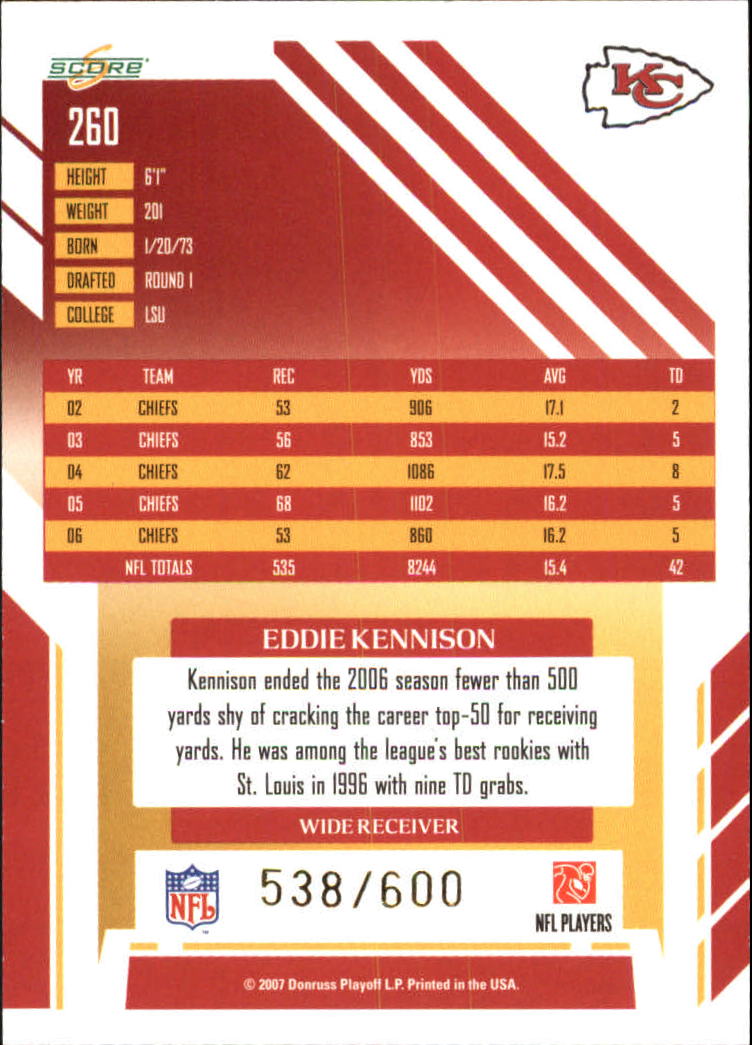 2007 Score Gold Zone #260 Eddie Kennison back image