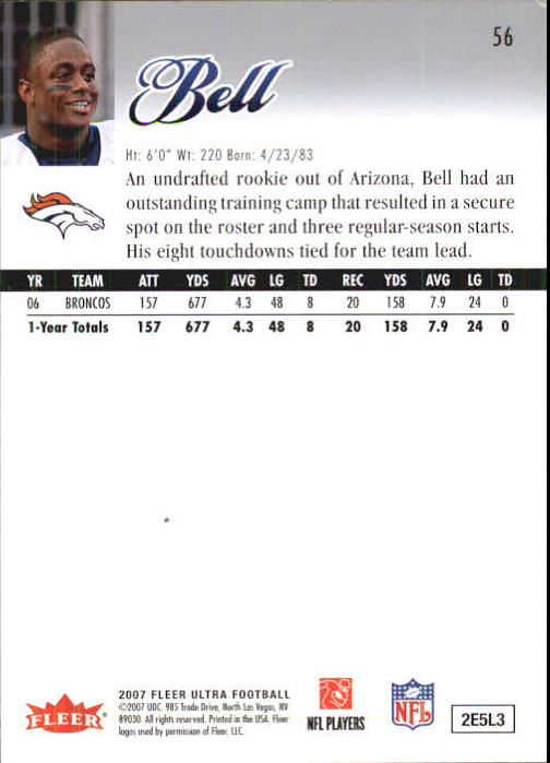 2007 Ultra #56 Mike Bell back image