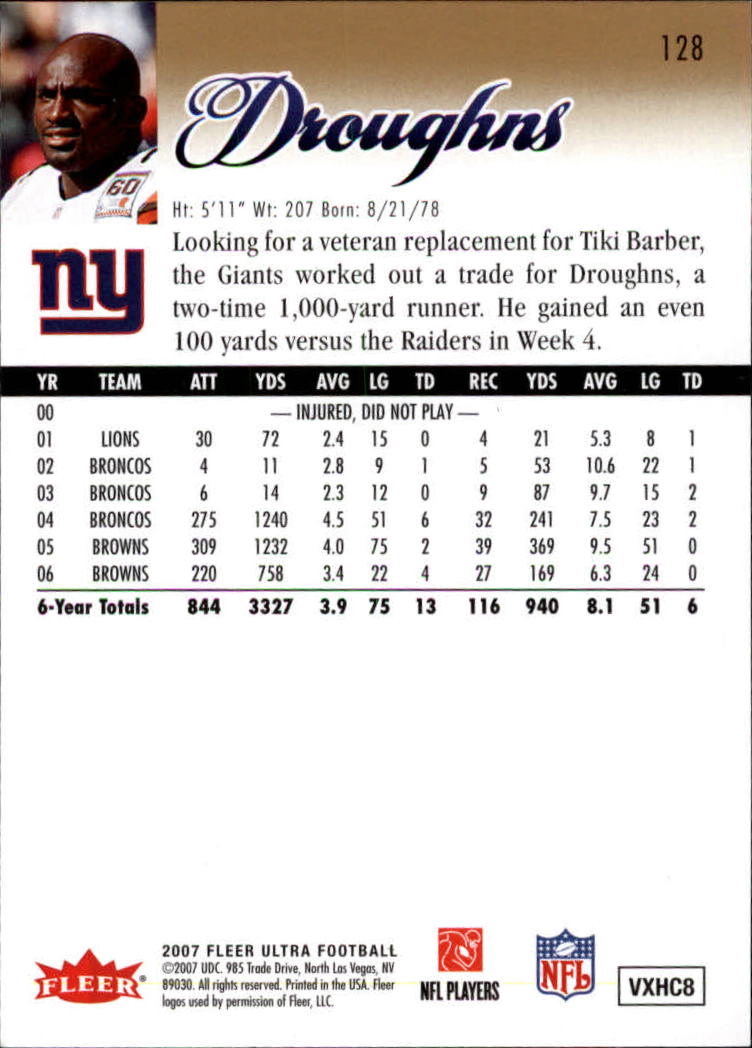 2007 Ultra (fleer) Football "Gold" Parallel Cards - Picture 13 of 19