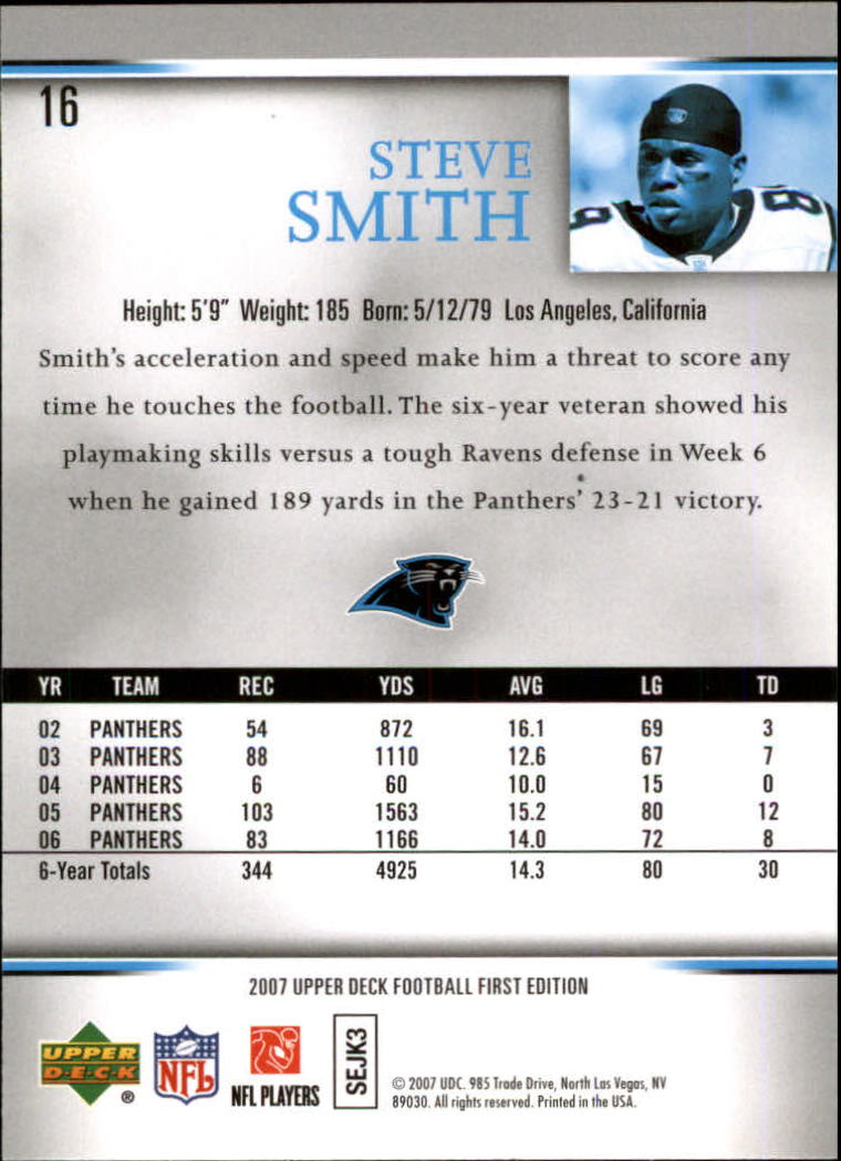 2007 Upper Deck First Edition #16 Steve Smith back image
