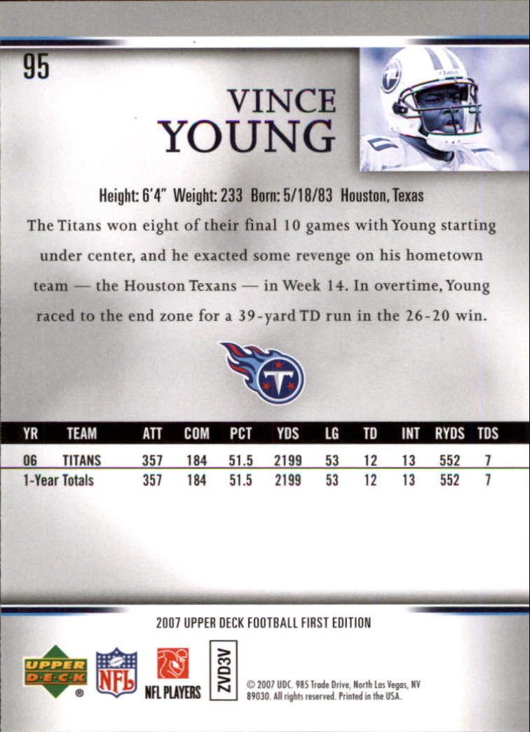 2007 Upper Deck First Edition #95 Vince Young back image