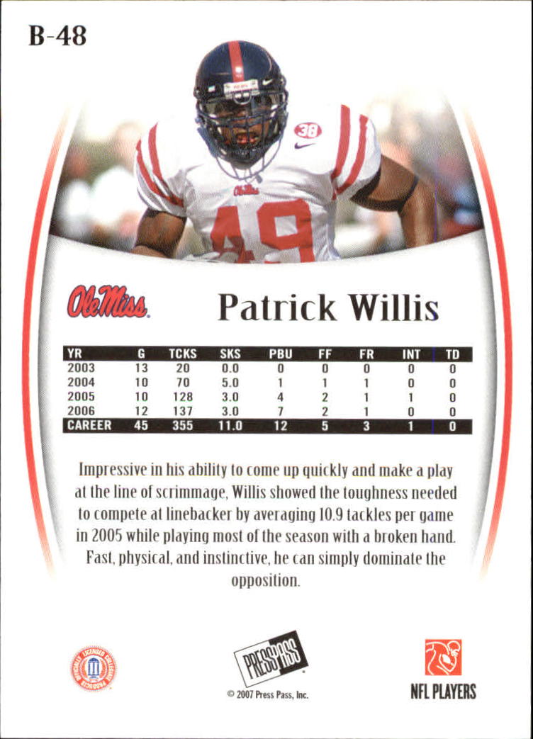 2007 Press Pass Legends Bronze #48 Patrick Willis back image