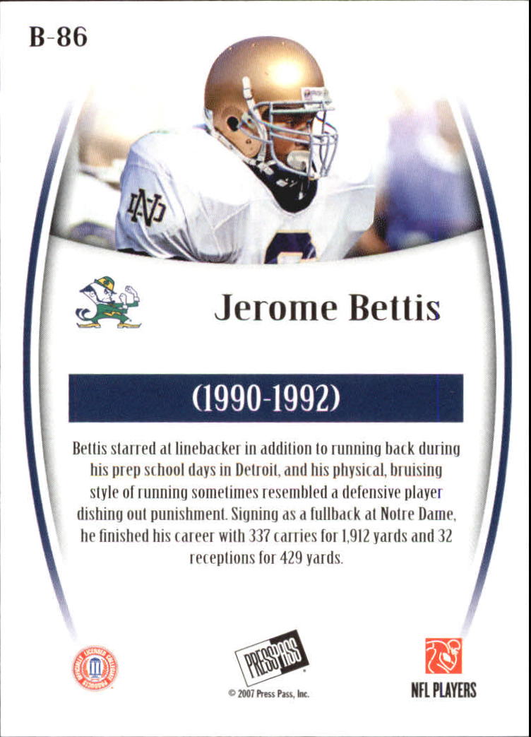 2007 Press Pass Legends Bronze #86 Jerome Bettis back image