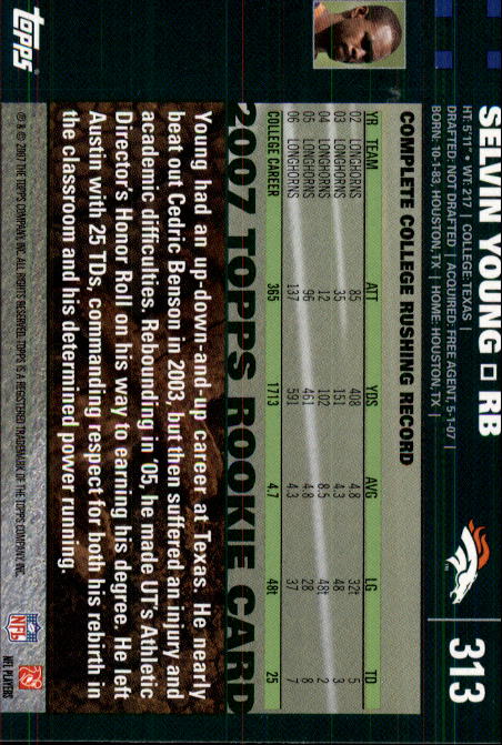 2007 Topps Football (Pick Card From List 288-439) C20 11-24 - Picture 49 of 291